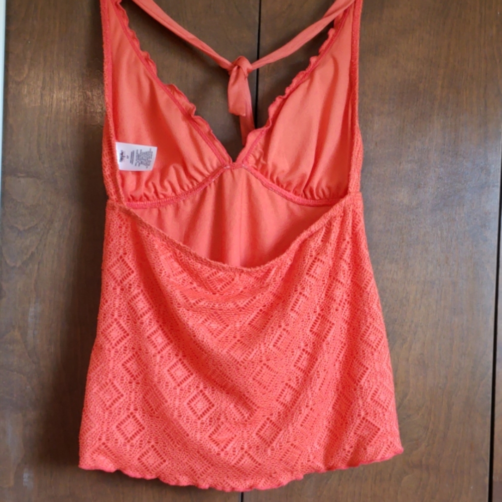 FREE W/ PURCHASE! 🥳 Textured tankini swimsuit top, orange, S - Picture 3 of 6